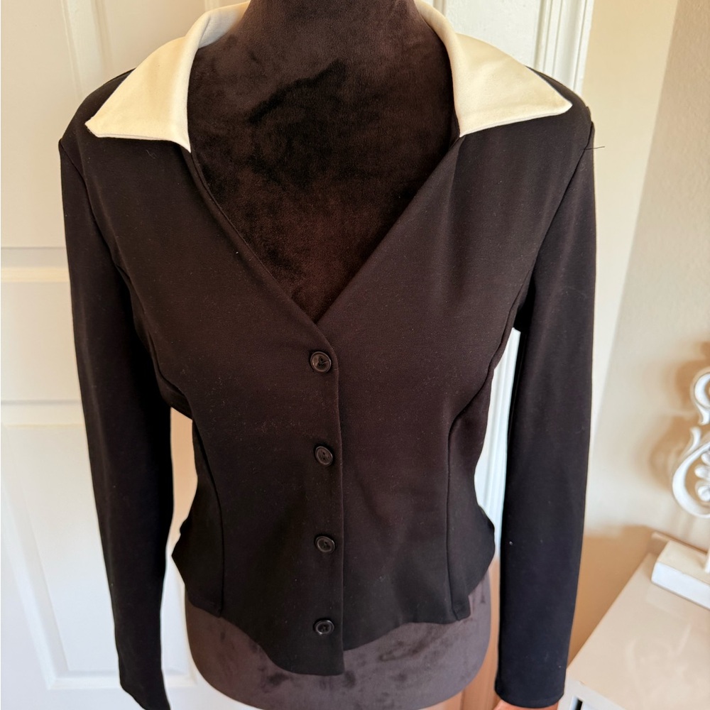 Women's Black and Cream Jacket